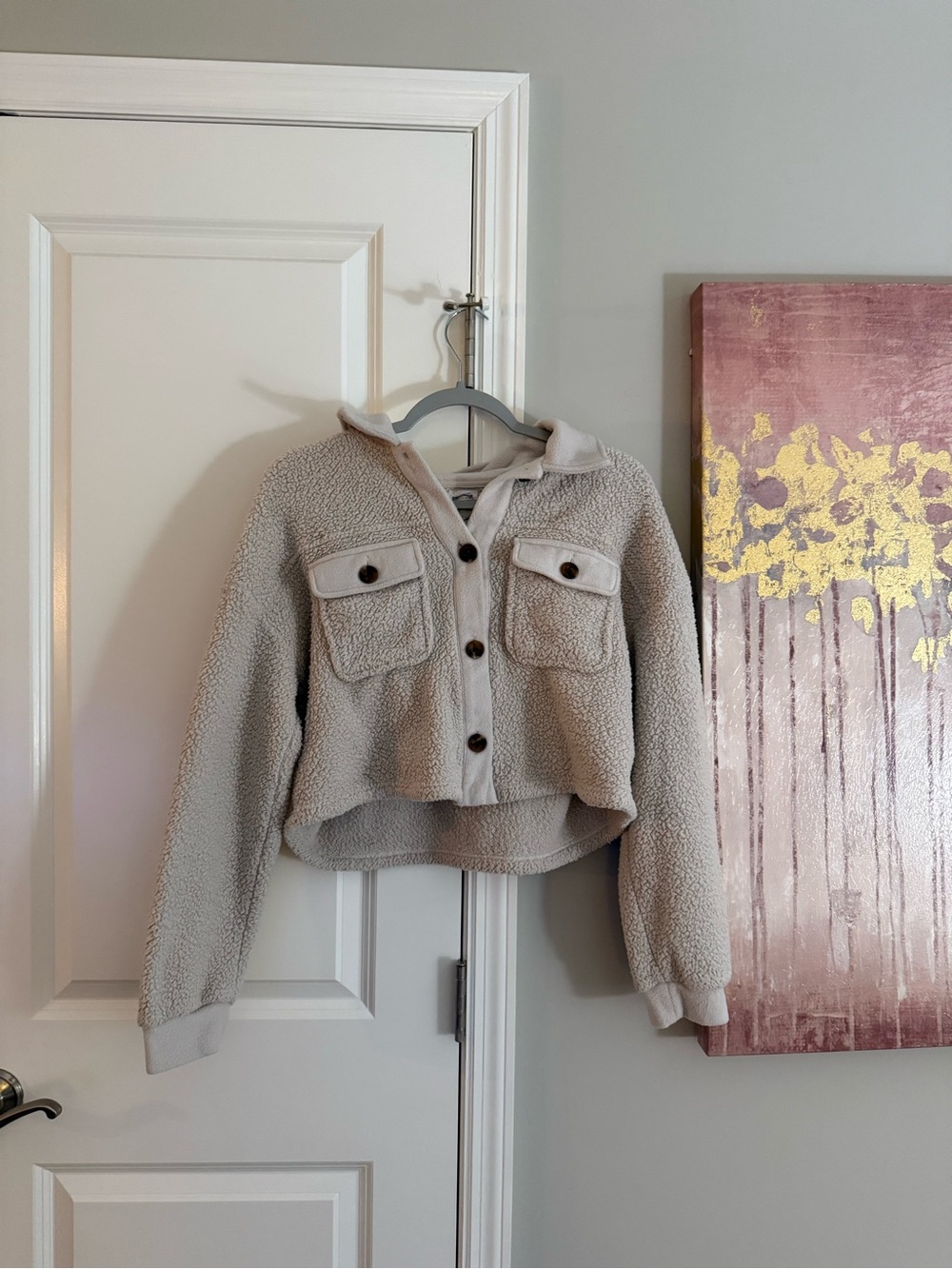 Hippie Rose Cream Sherpa Button Jacket